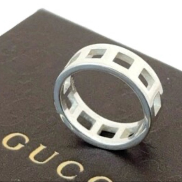 Gucci Jewelry - GUCCI Silver Ring with squares size 4.75
